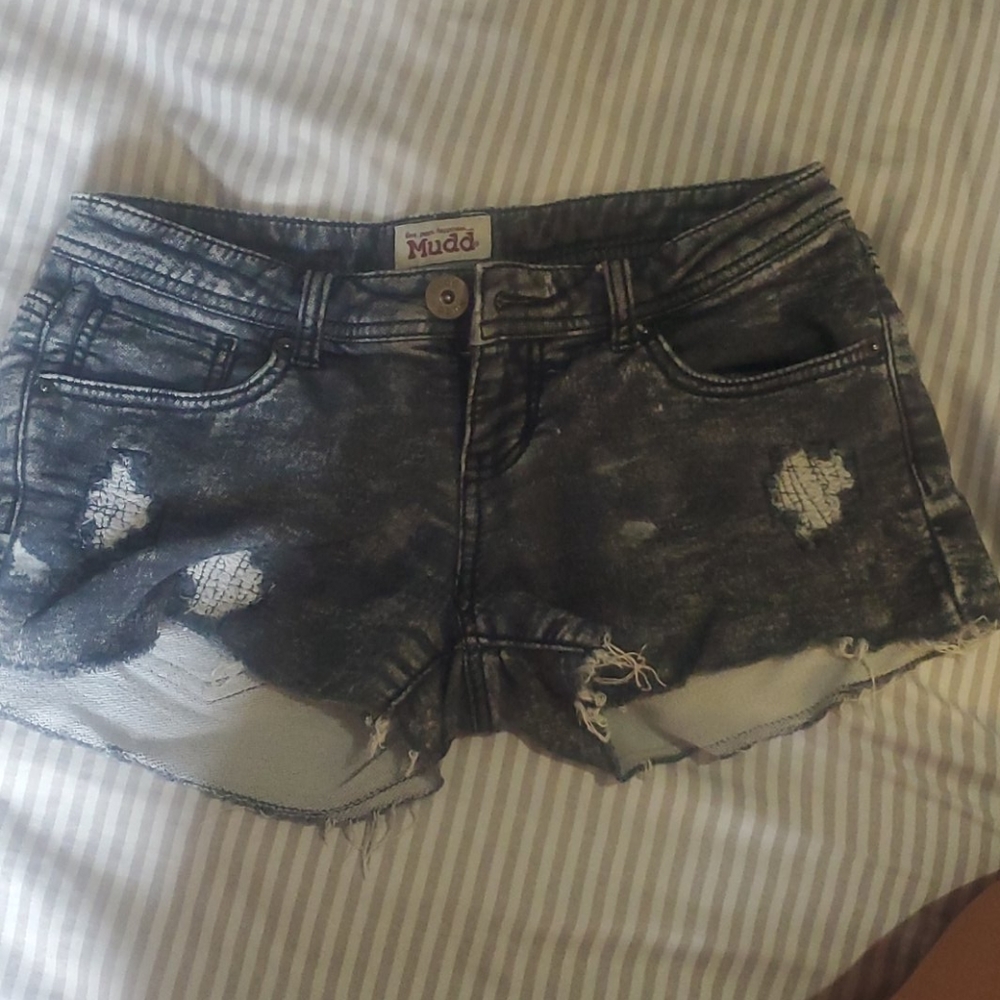 Black jean shorts